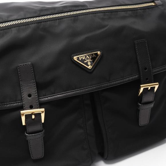 Prada VELA Saffiano Shoulder Black Leather Bag Nylon - Picture 8 of 8